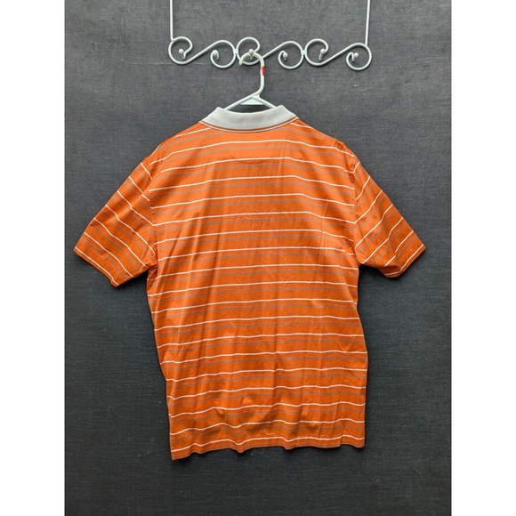 Brooks Brothers St Andrews Links Golf Polo Shirt Orange Striped Preppy Size L - Picture 4 of 8